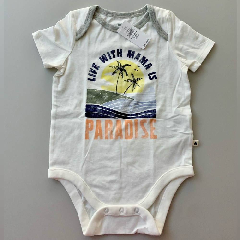 BABY GAP Brannan’s Favorites 6-12 mo.Onesie short sleeve Tee-Life with Mama-NWT